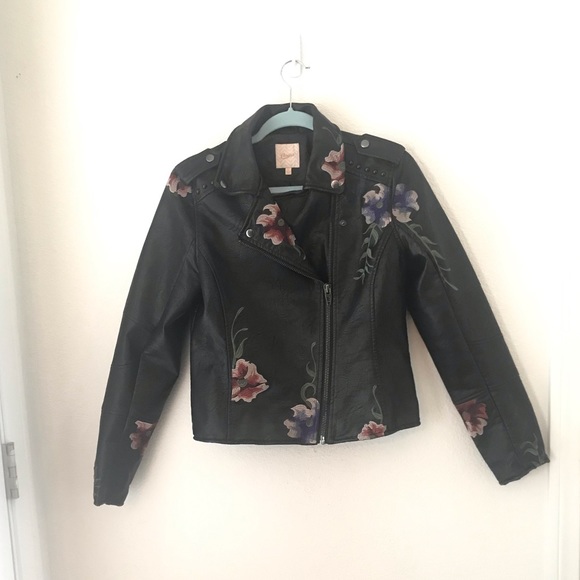 COPY - Vegan Leather Jacket with Embroidery - Picture 1 of 3